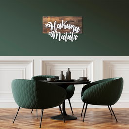 Wallity Hakuna Matata Metal Decor - Plata y Nogal